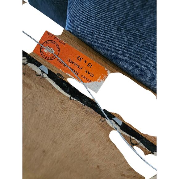 Vintage Mid Century Peacock Crewel 15x32 in Oak Framed Kitsch Boho Handmade - Picture 2 of 6